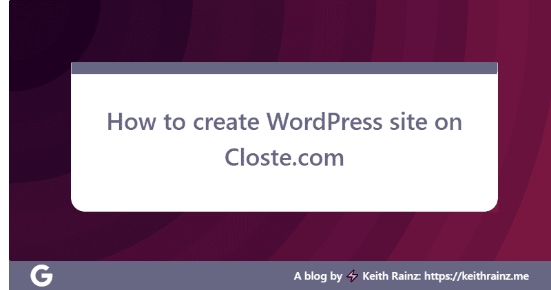 How to create WordPress site on Closte.com